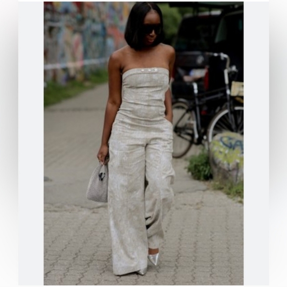 Zara Printed Linen Blend Jumpsuit - Picture 9 of 13